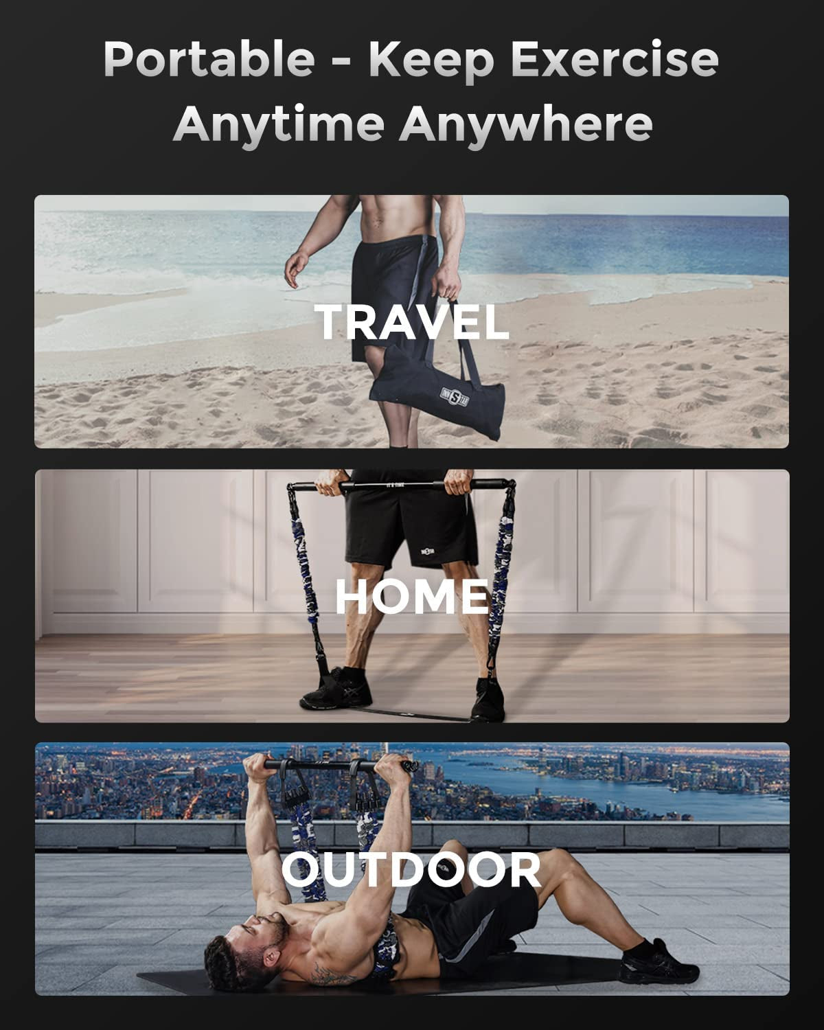 Portable Gym Kit for Home Gym Power Lifting Resistance