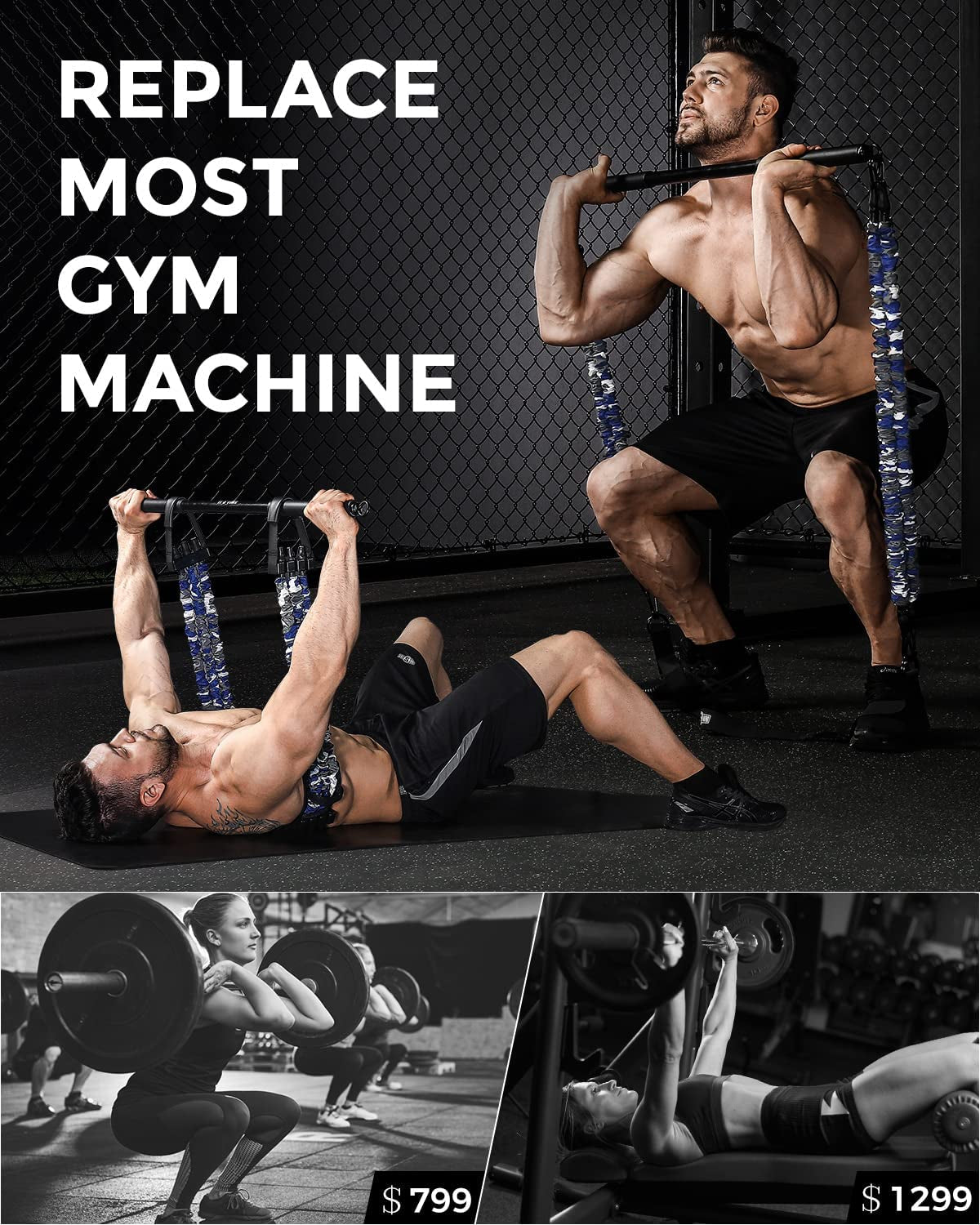 Portable Gym Kit for Home Gym Power Lifting Resistance