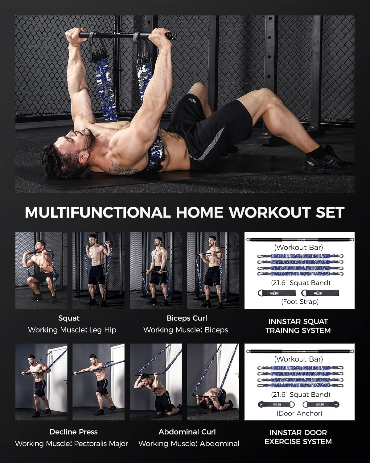 Portable Gym Kit for Home Gym Power Lifting Resistance