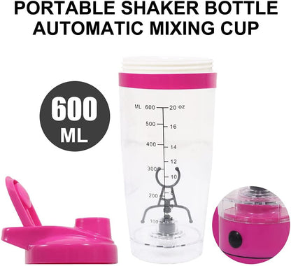 Self Mixing Mug Electric Protein Shaker Bottle, Protein Shaker Cup, 25 Oz High-Torque Battery-Powered Blender Shake Bottle,Portable,Self-Stirring Mug for Various Powder (Pink)