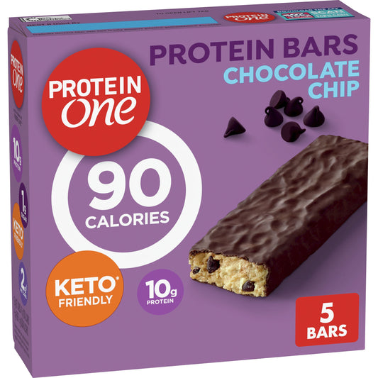 90 Calorie Protein Bars, Chocolate Chip, Keto Friendly, 5 Ct
