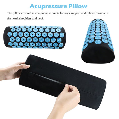 Acupressure Mat and Pillow Set for Back/Neck Pain Relief and Muscle Relaxation,1 Set