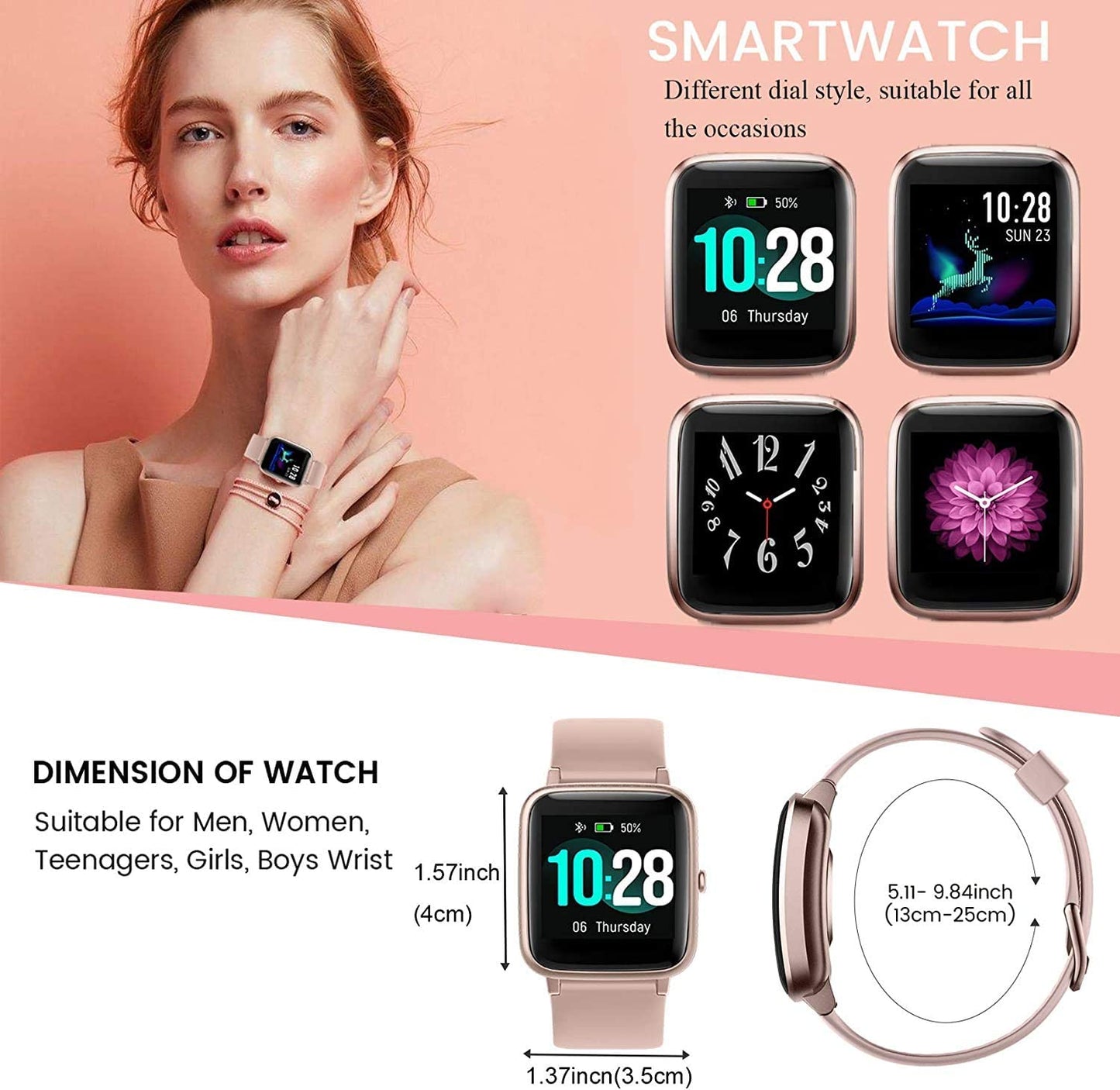 Fitness Tracker Smart Watch for Android Phones and IOS Phones