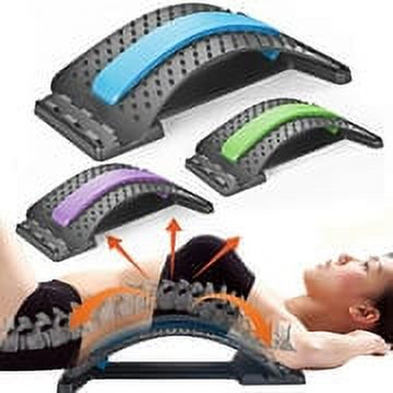 Back Stretcher, 3-Level Back Massager Lumbar, Pain Relief for Herniated Disc, Sciatica, Scoliosis, Lower and Upper Back Stretcher Support , Black&Purple