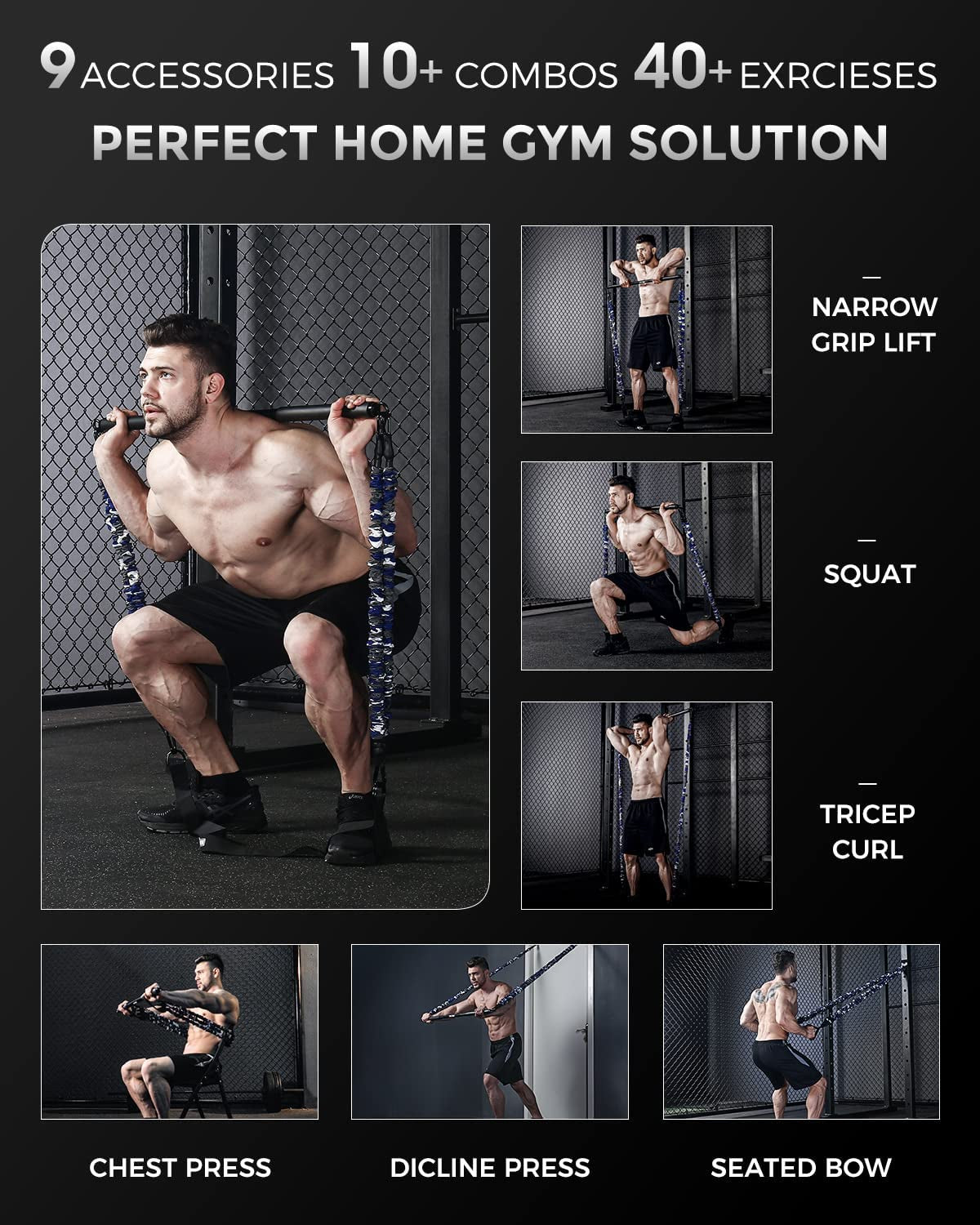 Portable Gym Kit for Home Gym Power Lifting Resistance